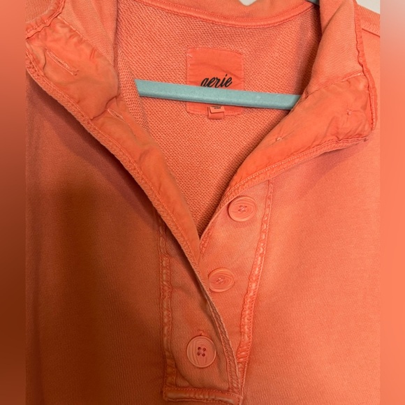 Aerie The Good Times Oversized Henley Sweatshirt - Coral - Picture 5 of 9